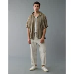 AE Poolside Striped Button-Up Shirt - Olive