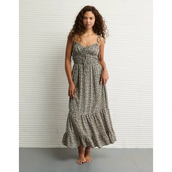 AE Sweetheart Tie Front Midi Dress - Multi