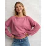 AE Whoa So Soft Lace Sweater - Pink