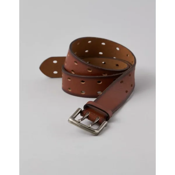 AEO Double-Prong Leather Belt - Brown
