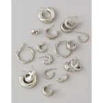 AEO Hoop Earrings 9-Pack - Silver