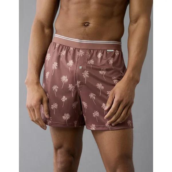 AEO Men's Palm Trees Ultra Soft Pocket Boxer Short - Brick Road
