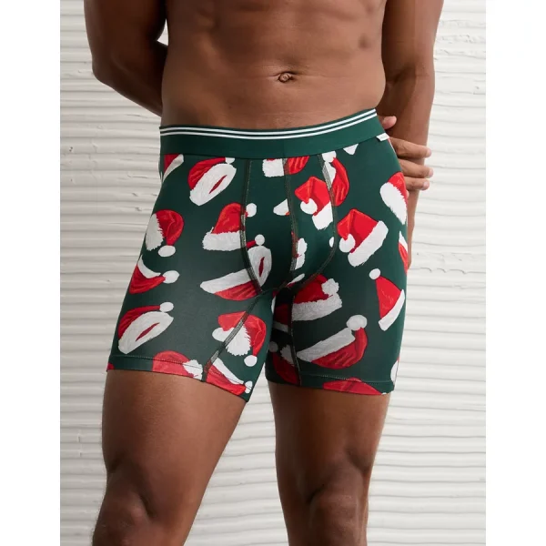 AEO Men's Santa Hat 6" Ultra Soft Boxer Brief - Green