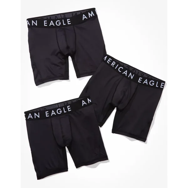AEO Men's Solid 6" Flex Boxer Brief 3-Pack - Multi