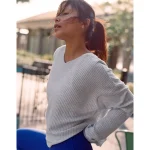 OFFLINE By Aerie Wow! Waffle Notch Neck Long Sleeve T-Shirt - Light Heather Gray