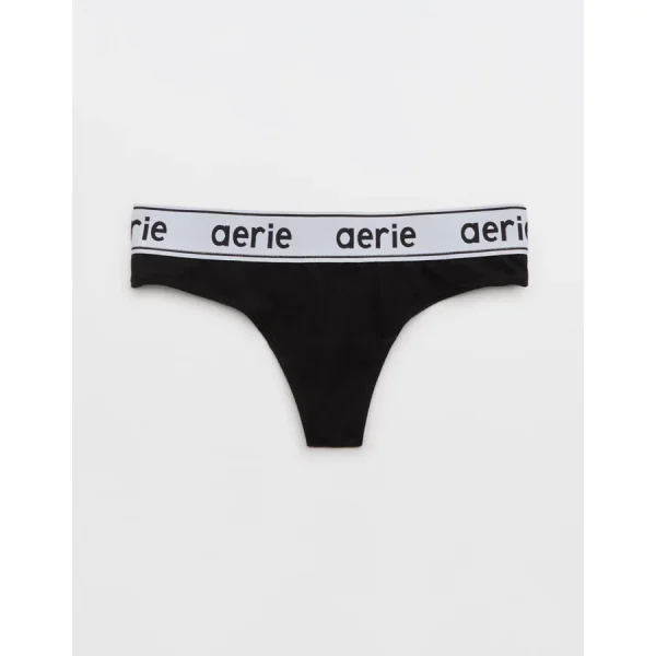 Superchill Cotton Logo Thong Underwear - True Black