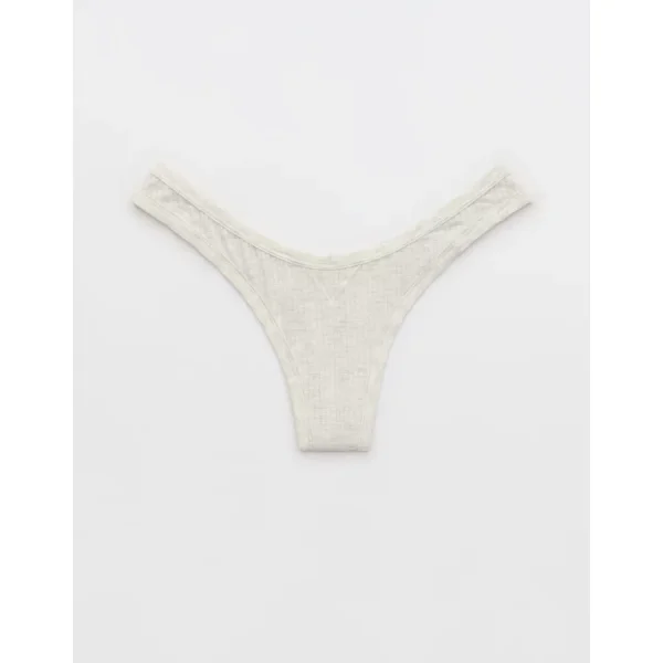 Superchill Modal Rib Thong Underwear - Heather Frost