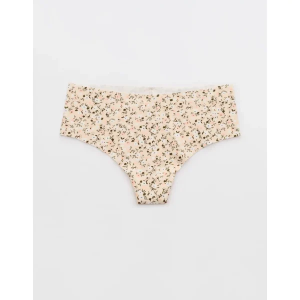 Superchill No Show Cotton Rib Mid Rise Thong Underwear - Peach