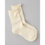 AE Cozy Pointelle Crew Socks - Cream