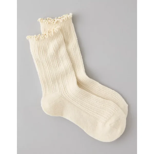 AE Cozy Pointelle Crew Socks - Cream