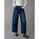 AE Dreamy Drape Strigid Barrel Jean - Dark Rich Indigo