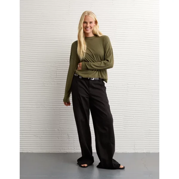 AE Soft & Sexy Long Sleeve Mockneck T-Shirt - Olive