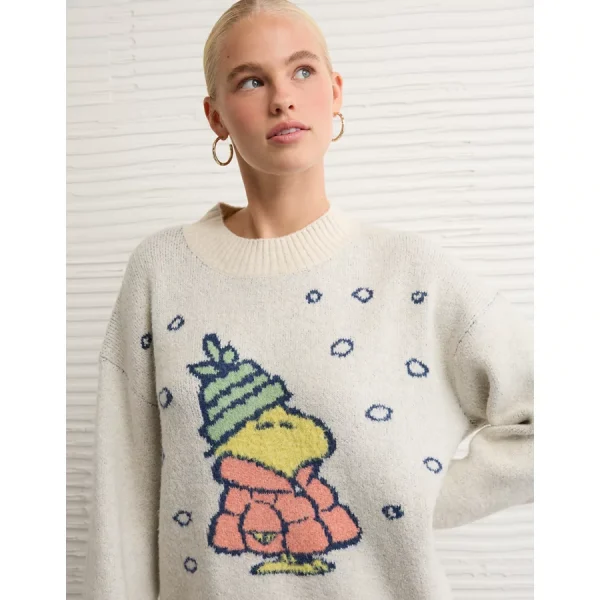 AE Woodstock Graphic Oversized Sweater - Tan