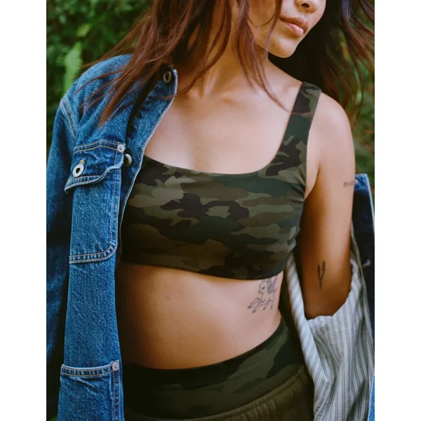 OFFLINE By Aerie Real Me XTRA Classic Sports Bra - Olive Daze