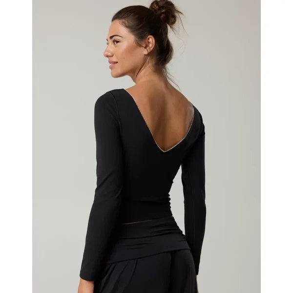 OFFLINE By Aerie Real Me XTRA Rib Open V-Neck T-Shirt - True Black