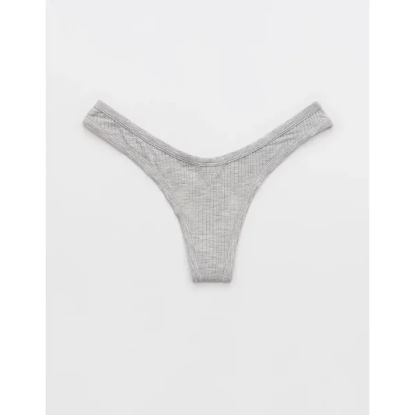 Superchill Modal Rib Thong Underwear - Medium Heather Gray