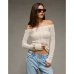 AE Off-The-Shoulder Sweater - Oatmeal