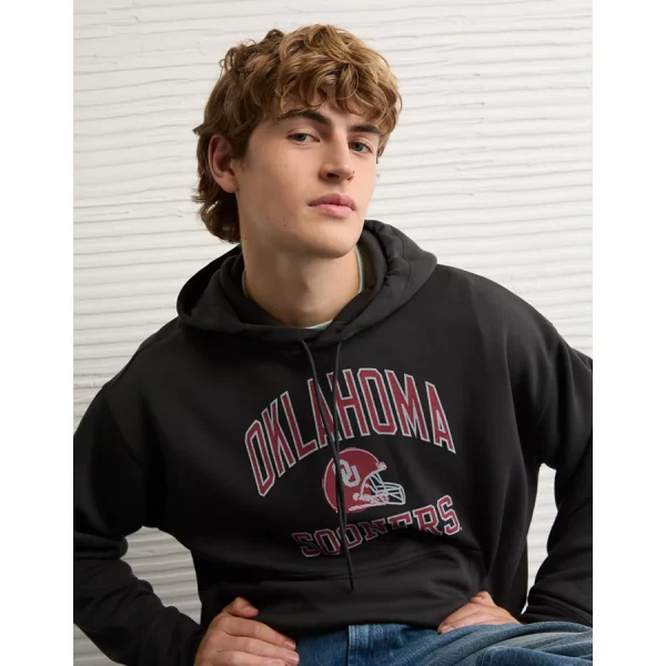 AE 24/7 Oklahoma Sooners University Graphic Hoodie - Washed Black