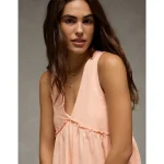 AE Sunchaser Knit V-Neck Swing Tank Top - Rusty Peach