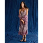 AE V-Neck Side Tie Midi Dress - Berry