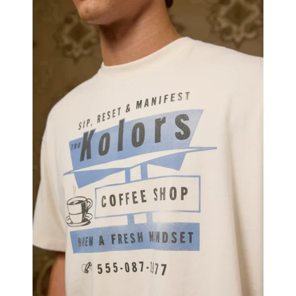 AE x Tru Kolors Coffee Shop Graphic T-Shirt - Cream