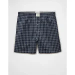 AEO Stretch Plaid Classic Boxer Short - Navy