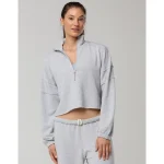 OFFLINE By Aerie OTT Seamed Quarter Zip Sweatshirt - Medium Heather Gray