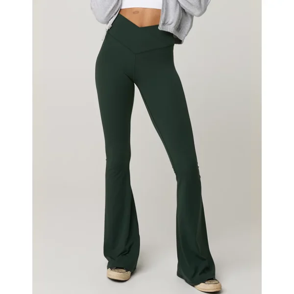 OFFLINE By Aerie Real Me High Waisted Crossover Flare Legging - Mystical Green