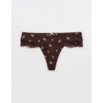 Superchill Pointelle Thong Underwear - Deep Earth