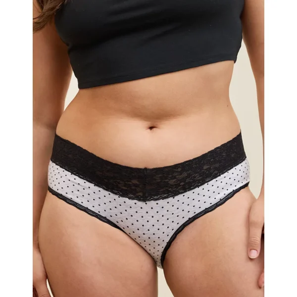 Superchill Vintage Lace Cotton Cheeky Underwear - Medium Heather Gray