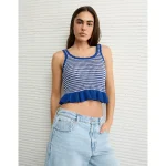 AE Crochet Peplum Tank Top - Steel Blue