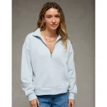 AE Everyday Luxe Quarter Zip Sweatshirt - Light Blue