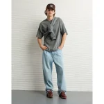 AE Laidback Luxe Heavyweight Oversized T-Shirt - Charcoal Heather Gray