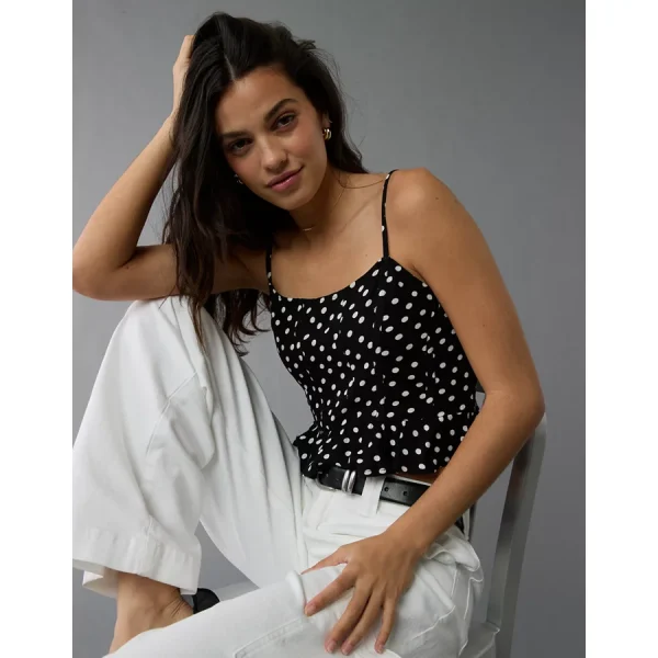 AE Polka Dot Corset Tank Top - Black
