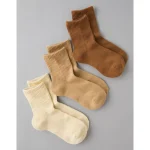AE Solid Cropped Crew Socks 3-Pack - Nude