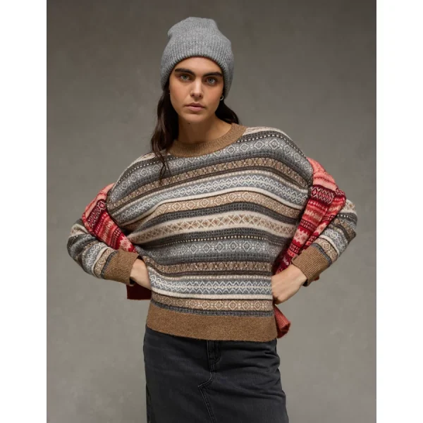 AE Whoa So Soft Classic Crew Neck Sweater - Light Brown