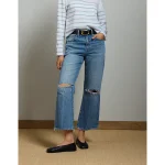AE77 Premium Bootcut Crop Jean - Light Wash