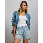 AE77 Premium Classic Long Denim Short - Light Wash