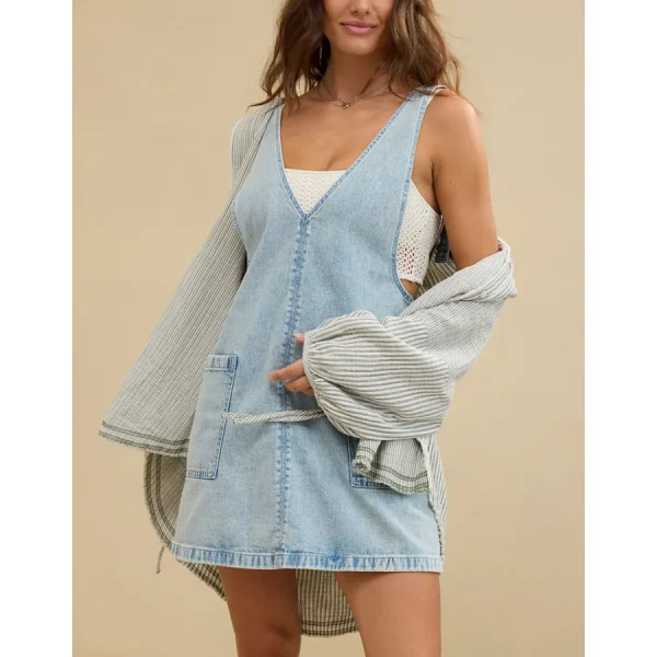 Aerie Denim Skirtall - Light Wash