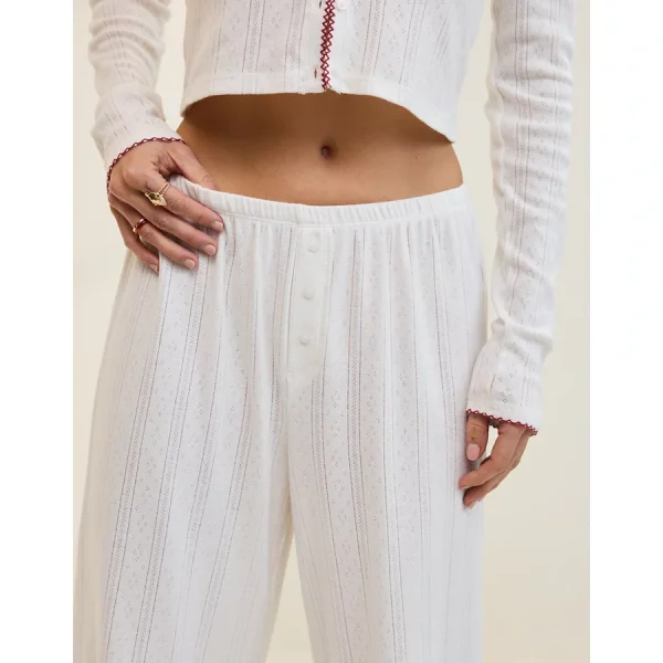Aerie Off-Duty Pointelle Trouser PJ - Soft Muslin