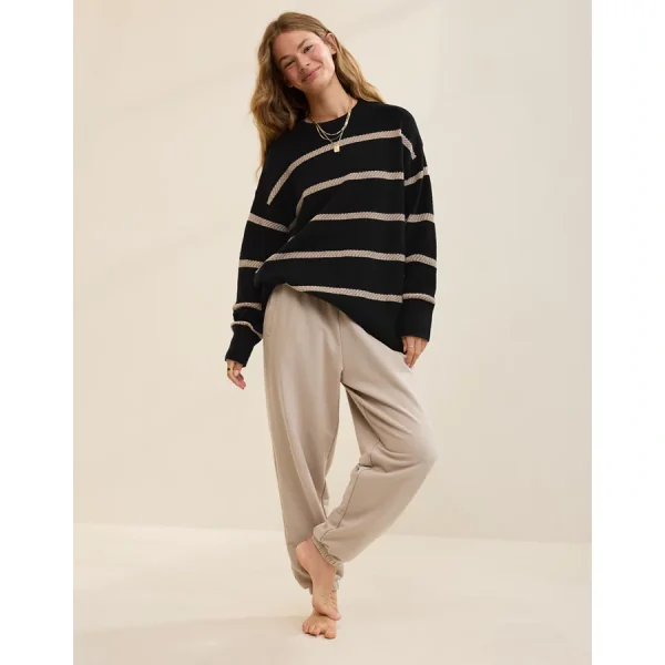 Aerie Softest Luxe Crew Sweater - True Black
