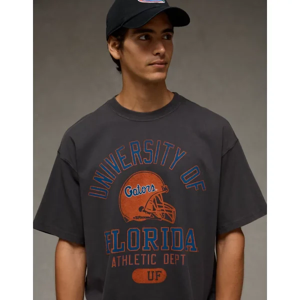 AE Boxy Florida Gators Graphic T-Shirt - Destroyed Black