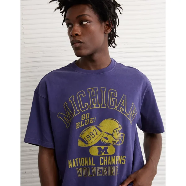AE Boxy Michigan Wolverines Graphic T-Shirt - Tidal Blue