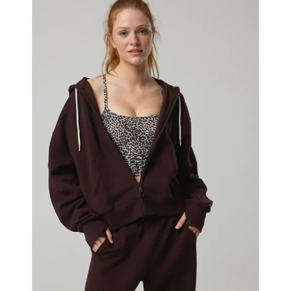 OFFLINE By Aerie Cloud Fleece Classic Full Zip Sweatshirt - Deep Earth