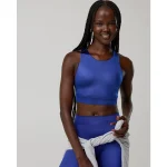 OFFLINE By Aerie Goals Gloss High Neck Sports Bra - Deep Cobalt