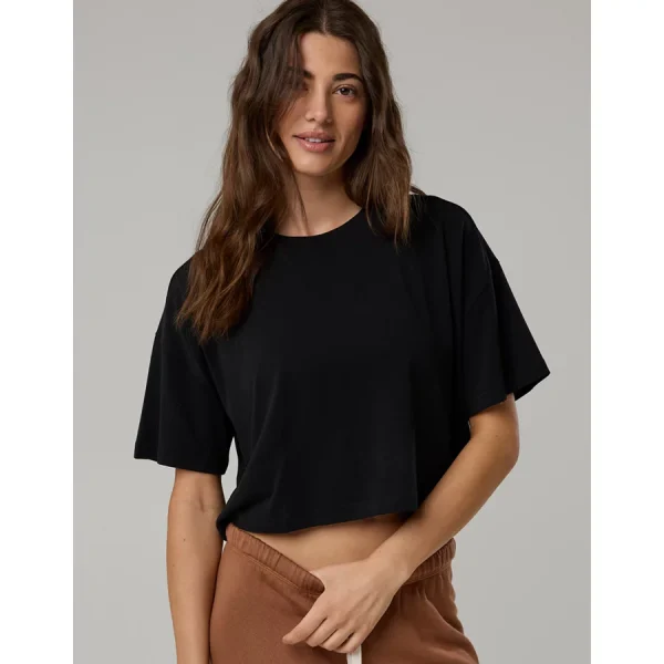OFFLINE By Aerie Let's Stretch Cropped T-Shirt - True Black