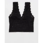 Show Off Lace Plunge Bra Top - True Black