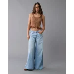 AE Crochet Peplum Tank Top - Medium Brown